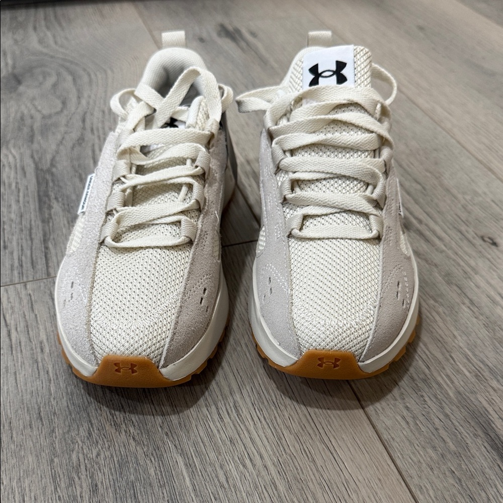 Under Armour Cream and Brown Athletic Shoes